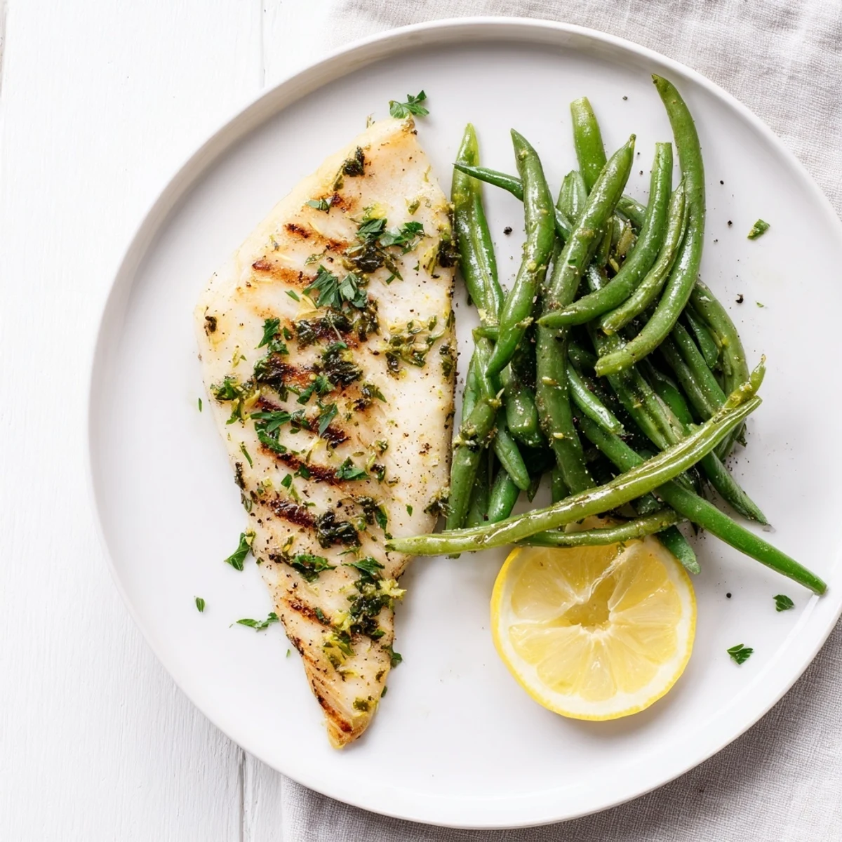 Sheet Pan Lemon Herb Tilapia and Green Beans, perfectly roasted with vibrant green beans, ready to enjoy.