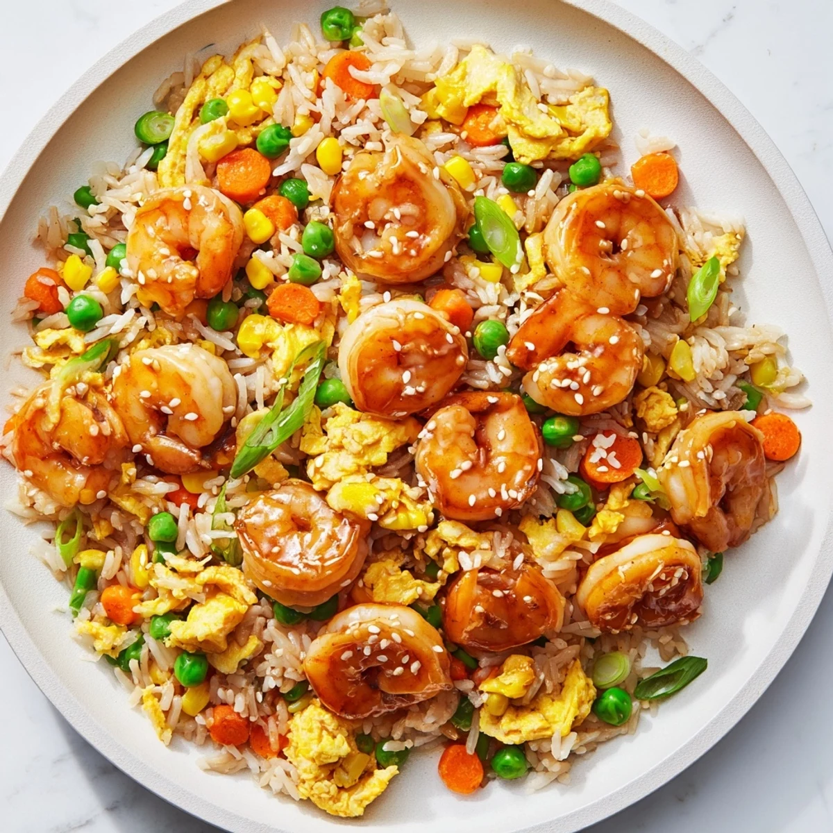 Steaming bowl of flavorful shrimp fried rice, perfect for a quick, delicious dinner.