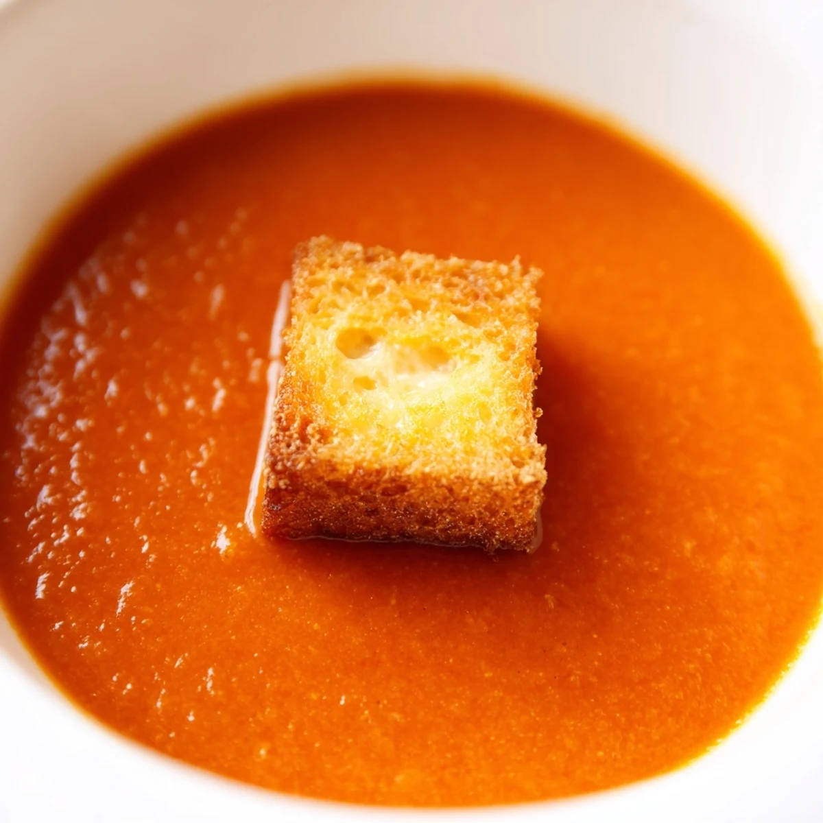 This comforting Roasted Tomato Soup with Grilled Cheese Croutons is perfect for a cozy family dinner on a chilly evening.