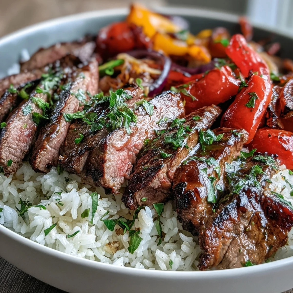 Juicy steak and vibrant roasted vegetables create a delicious Sheet Pan Steak and Veggie Bowl.