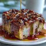 Golden cake infused with floral dandelion honey, topped with tangy lemon glaze for a delightful dessert.  