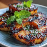Fruity, sweet grilled pineapple with vibrant yuzu kosho butter melting on top.