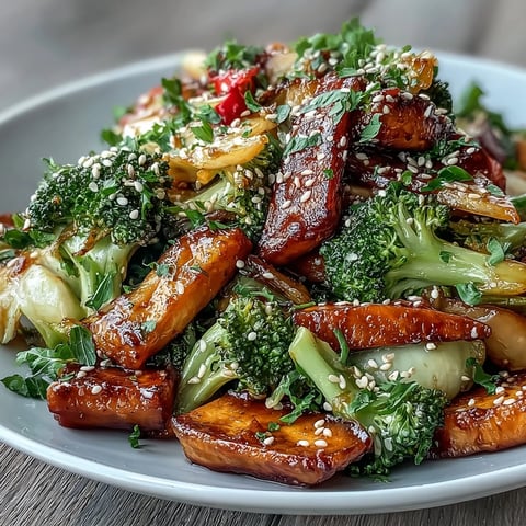 A vibrant bowl of Comforting Fermented Veggie Winter Stir-Fry features crisp broccoli, carrots, and kimchi tossed in savory sesame sauce.