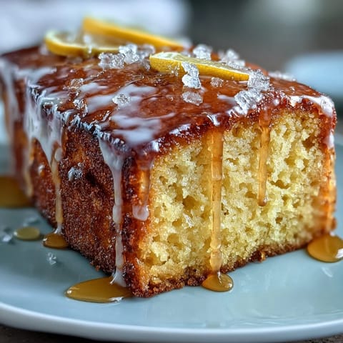 Moist and tender Lemon Drizzle Loaf Cake, drizzled with tangy lemon syrup and topped with bright lemon zest for extra zing.