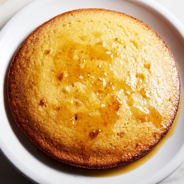 Sizzling-hot Quick Skillet Cornbread, fresh from the oven, drizzled with sweet and sticky honey butter.