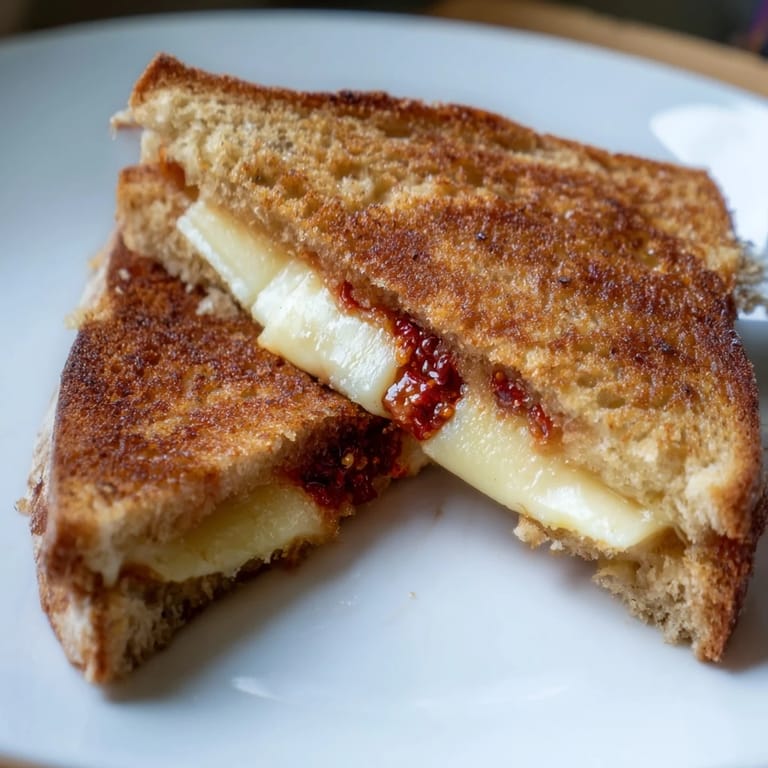 Spicy chili crisp embraces creamy brie in this easy Brie and Chili Crisp Grilled Cheese, ready in minutes.