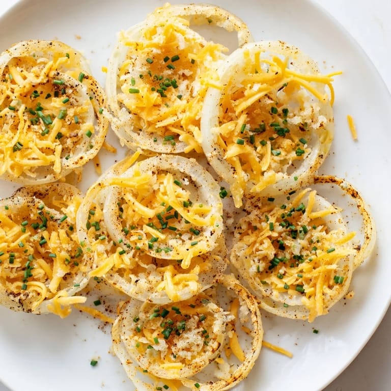 Air-fried Crispy Onion Cheese Chips, a classic American treat with crispy onions and flavorful melted cheese.