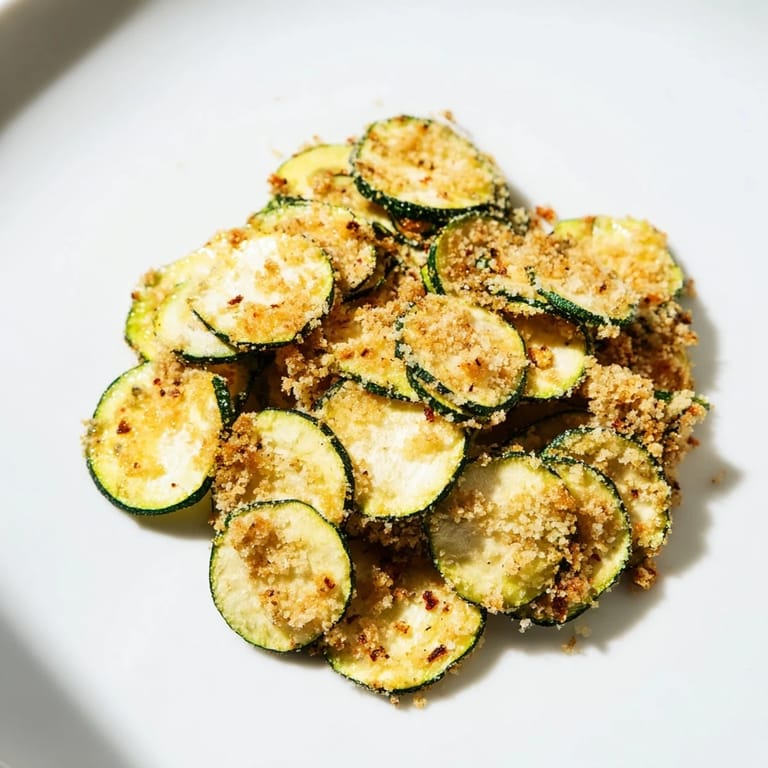 Freshly prepared zucchini chips, seasoned and ready for a satisfying, savory bite.