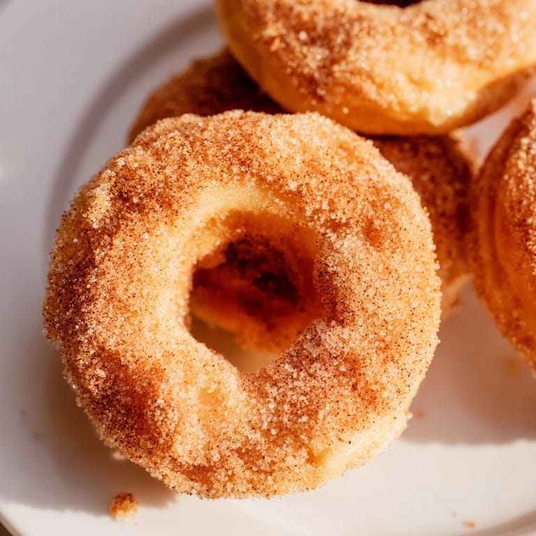 Warm, freshly made 1-Minute Air Fryer Donuts, ready to eat, glistening with melted butter and cinnamon.