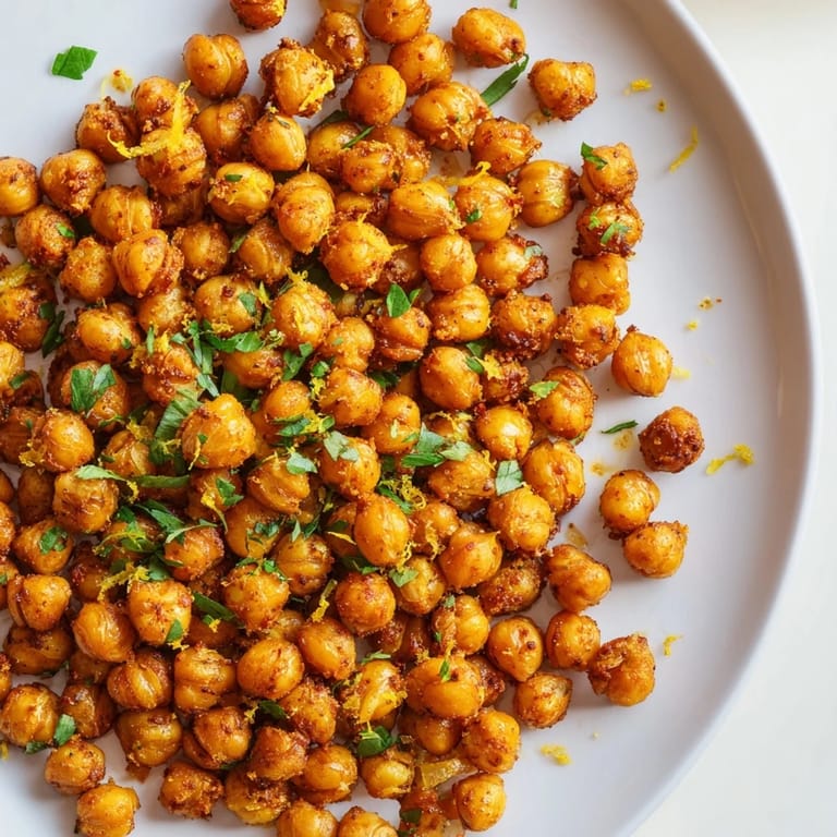 Oven-roasted to perfection, these savory Harissa Chickpea Roast morsels offer a delightful crunch and warmth.