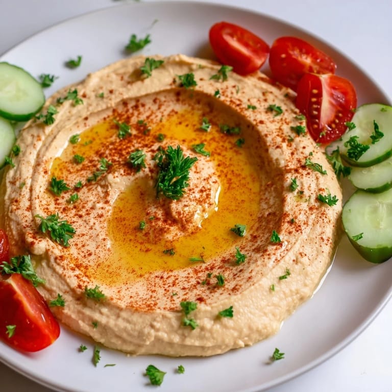 A close-up of a Middle Eastern Mezze Platter featuring warm pita triangles, vibrant cherry tomatoes, cucumber slices, and tangy cheese.  