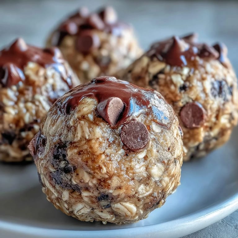 A batch of no-bake Banana Chocolate Chip Energy Balls arranged neatly, ready for on-the-go snacking or a healthy breakfast boost.