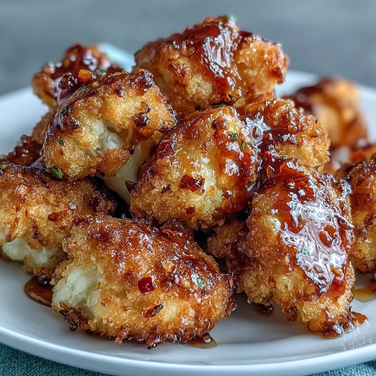 Spicy baked cauliflower florets tossed in warm hot honey, served with ranch dipping sauce.