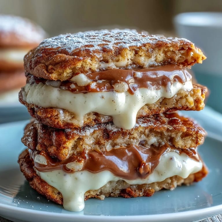 Golden milk cookie sandwich cookies with smooth vanilla cream filling, inspired by Cookie Run Kingdom.