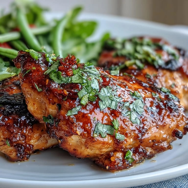 Oven-baked honey mustard chicken with green beans, golden chicken in honey-Dijon sauce alongside vibrant, fresh green beans.