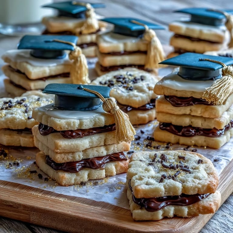 These festive graduation cookies feature detailed diploma ribbons and shiny black caps.