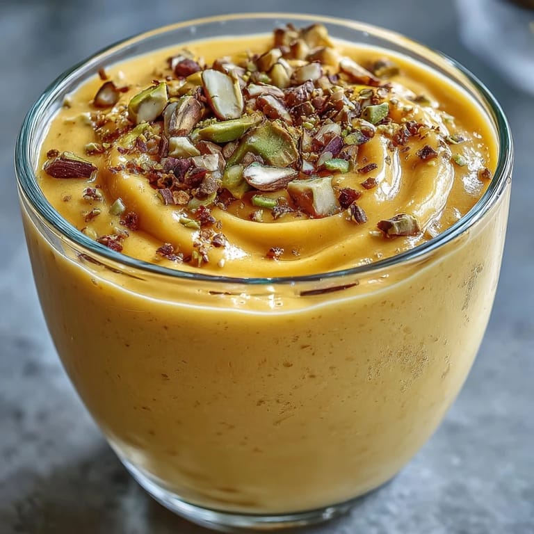 Sweet ripe mango, yogurt, and cardamom blended for a luscious, cooling drink.