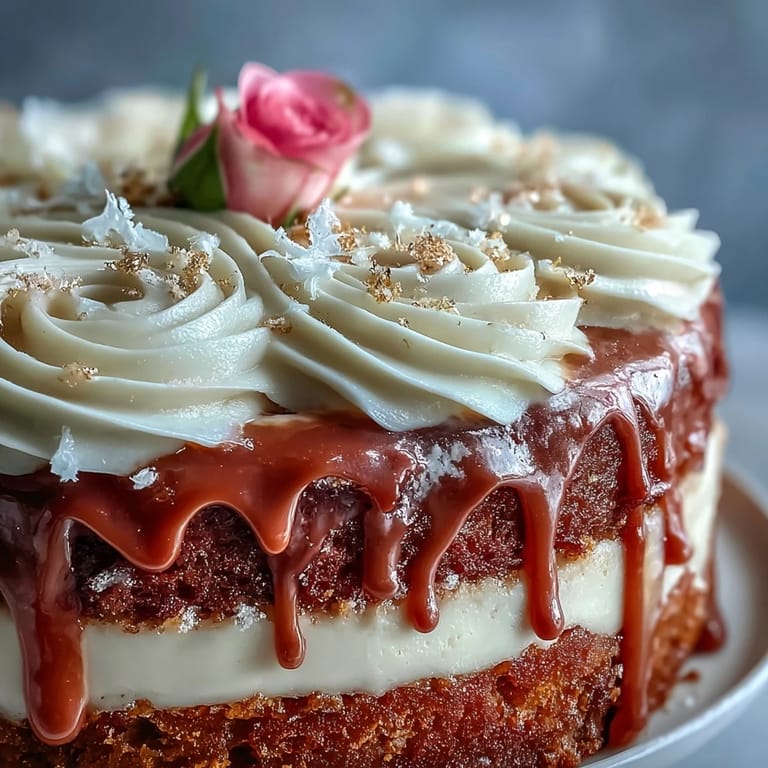 A moist Bridal Shower Rosé Velvet Cake, featuring a sophisticated gold cascading drip.