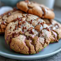 Golden-brown Hojicha and Brown Butter Cookies with crisp edges and chewy centers on a cooling rack.