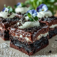 Mother's Day Flower Pot Brownies sparkle with edible flowers and Oreo dirt.