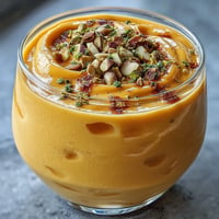 Creamy Mango Lassi Smoothie with fragrant cardamom, a vibrant, chilled Indian delight.